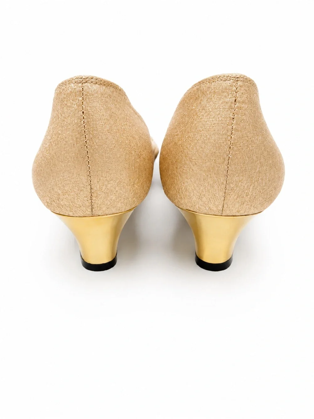 J.Renee Gold Glitter Wedge Peep-Toe with Bow and Crystals